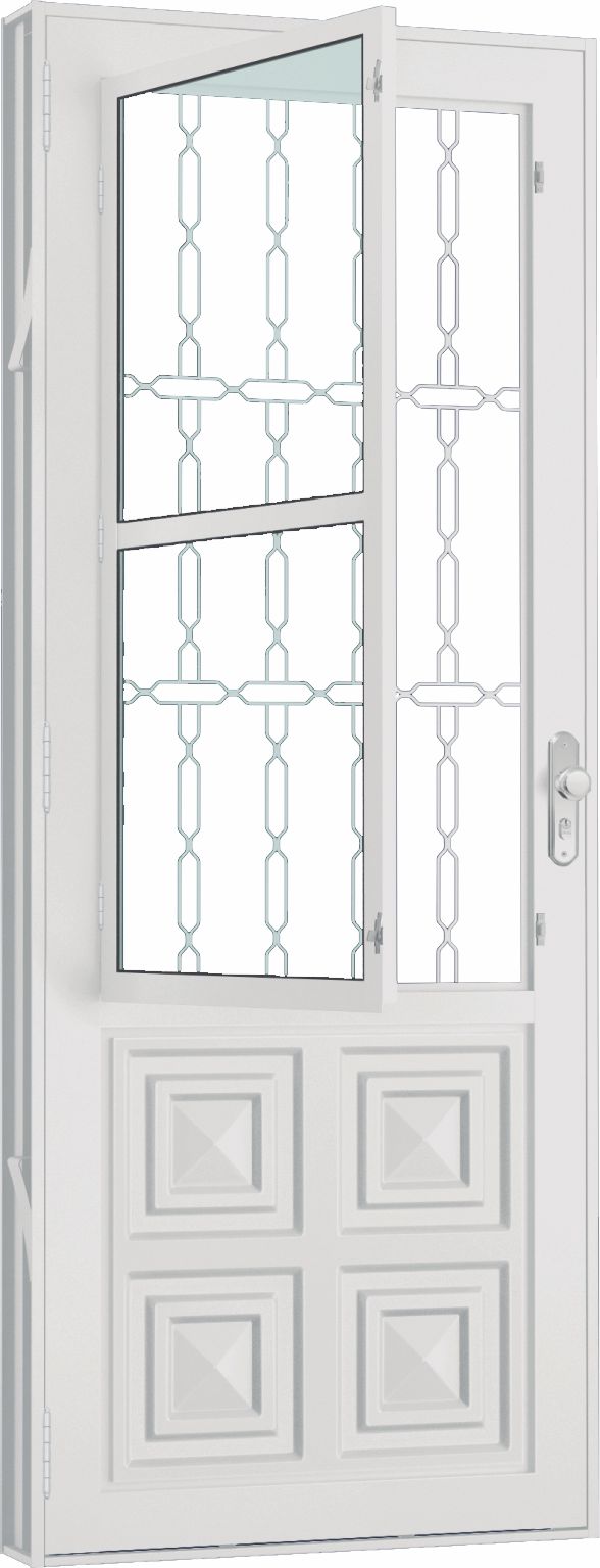Porta c/ postigo e grande elo c/ 2 almofadas