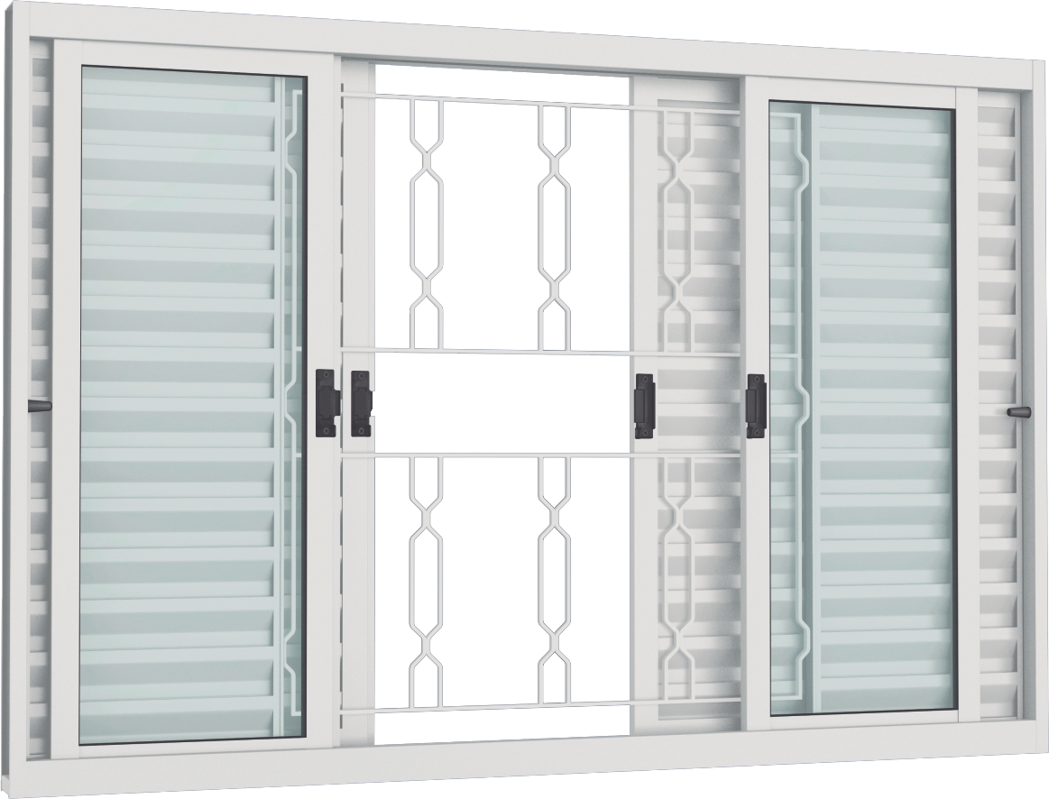 27. Veneziana 6 Folhas de Correr Grade Elo com Vidro