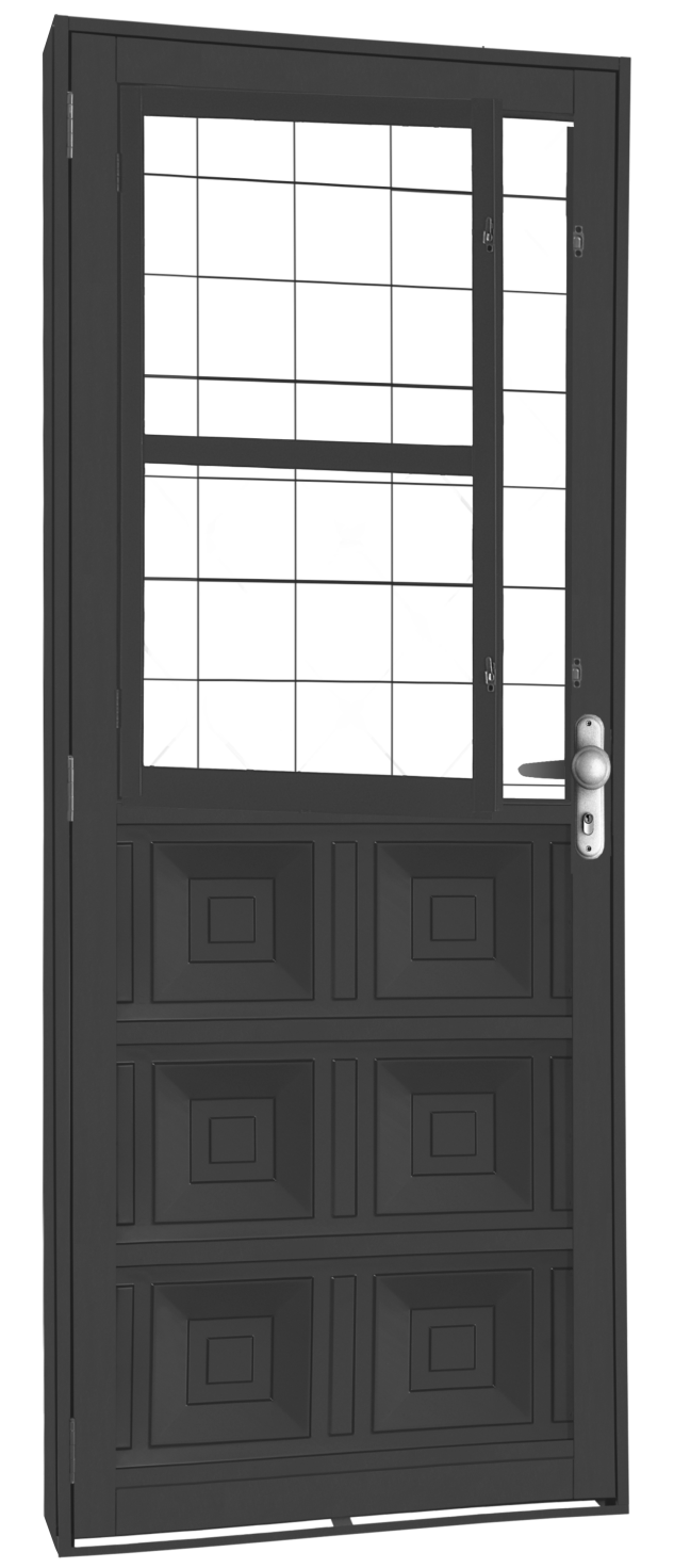 80. Porta Mista Almofadada Grade Quadriculada