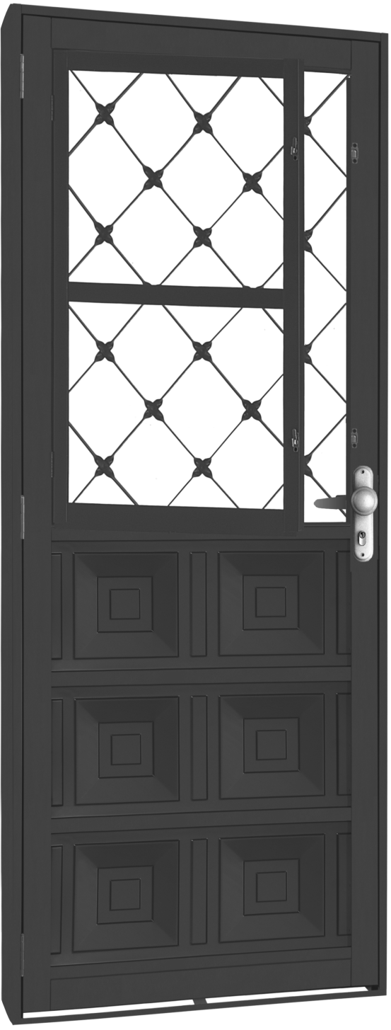 81. Porta Mista Almofadada Grade Xadrez