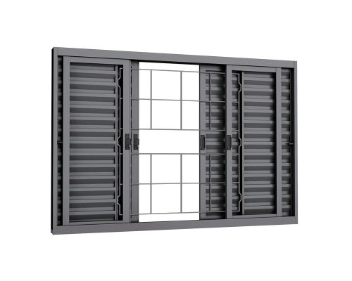 VENEZIANA DE CORRER6 FOLHAS C/ GRADE QUADRICULADA