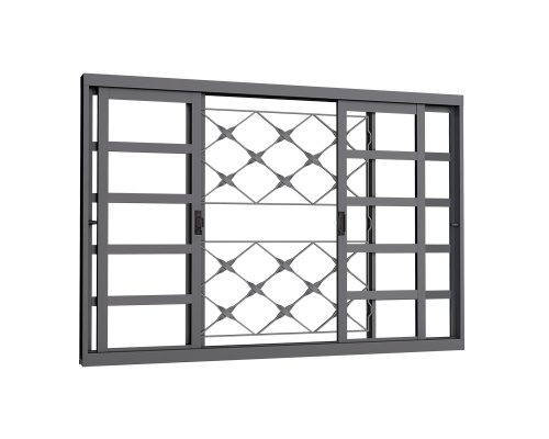 VITRÔ DE CORRER CENTRAL 4 FOLHAS C/ GRADE XADREZ