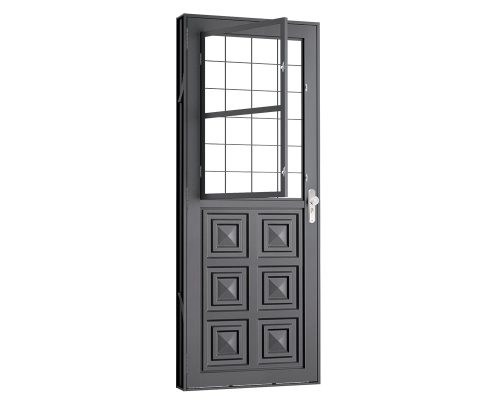 PORTA MISTA ALMOFADADA C/ POSTIGO C/ GRADE QUADRICULADA