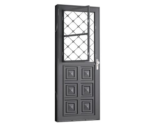 PORTA MISTA ALMOFADADA C/ POSTIGO C/ GRADE XADREZ