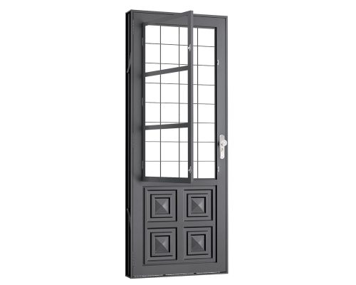 PORTA SALA ALMOFADADA C/ POSTIGO C/ GRADE QUADRICULADA