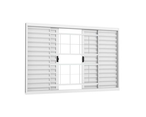 VENEZIANA DE CORRER 4 FOLHAS C/ GRADE QUADRICULADA S/ VIDRO