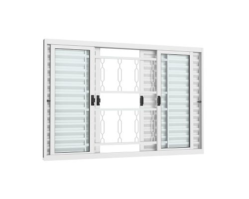 VENEZIANA DE CORRER 6 FOLHAS C/ GRADE ELO C/ VIDRO