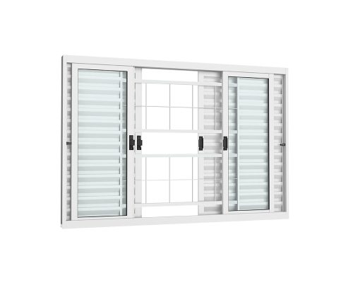 VENEZIANA DE CORRER 6 FOLHAS C/ GRADE QUADRICULADA C/ VIDRO