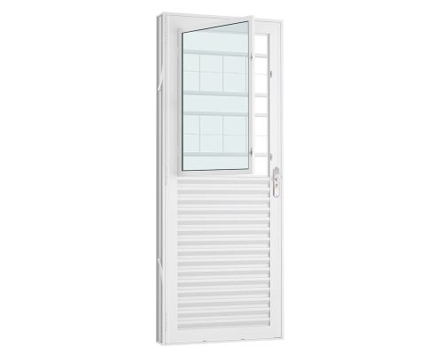 PORTA MISTA LAMINADA C/ POSTIGO C/ GRADE QUADRICULADA C/ VIDRO