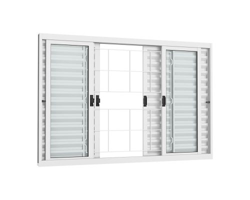 VENEZIANA DE CORRER 6 FOLHAS C/ GRADE QUADRICULADA C/ VIDRO