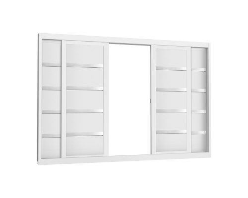 VENEZIANA DE CORRER PARMA 4 FOLHAS S/ GRADE QUADRICULADA S/ VIDRO C/ FRISO