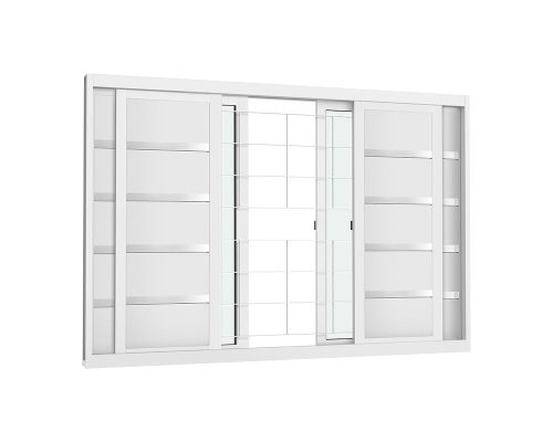 VENEZIANA DE CORRER PARMA 6 FOLHAS C/ GRADE QUADRICULADA C/ VIDRO C/ FRISO