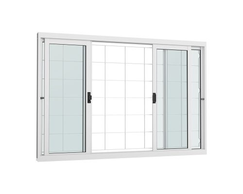 VITRÔ DE CORRER 4 FOLHAS C/ GRADE QUADRICULADA C/ VIDRO