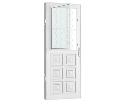 PORTA MISTA ALMOFADADA C/ POSTIGO C/ GRADE ELO C/ VIDRO