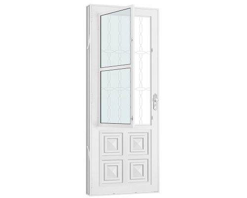 PORTA SALA ALMOFADADA C/ POSTIGO C/ GRADE ELO C/ VIDRO