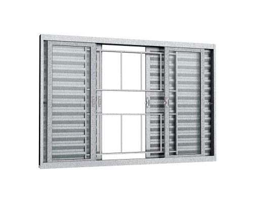 VENEZIANA DE CORRER 6 FOLHAS C/ GRADE MODULAR QUADRICULADA C/ VIDRO