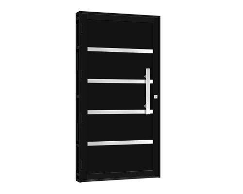 PORTA PARIS C/ PUXADOR C/ 4 FRISOS PRETO FOSCO